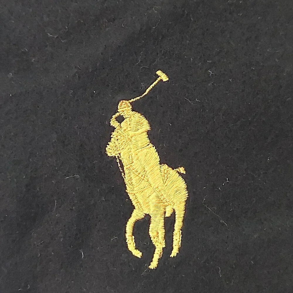 POLO Ralph Lauren Solid Black Scarf Embroidered Yellow Pony POLO Logo Scarves